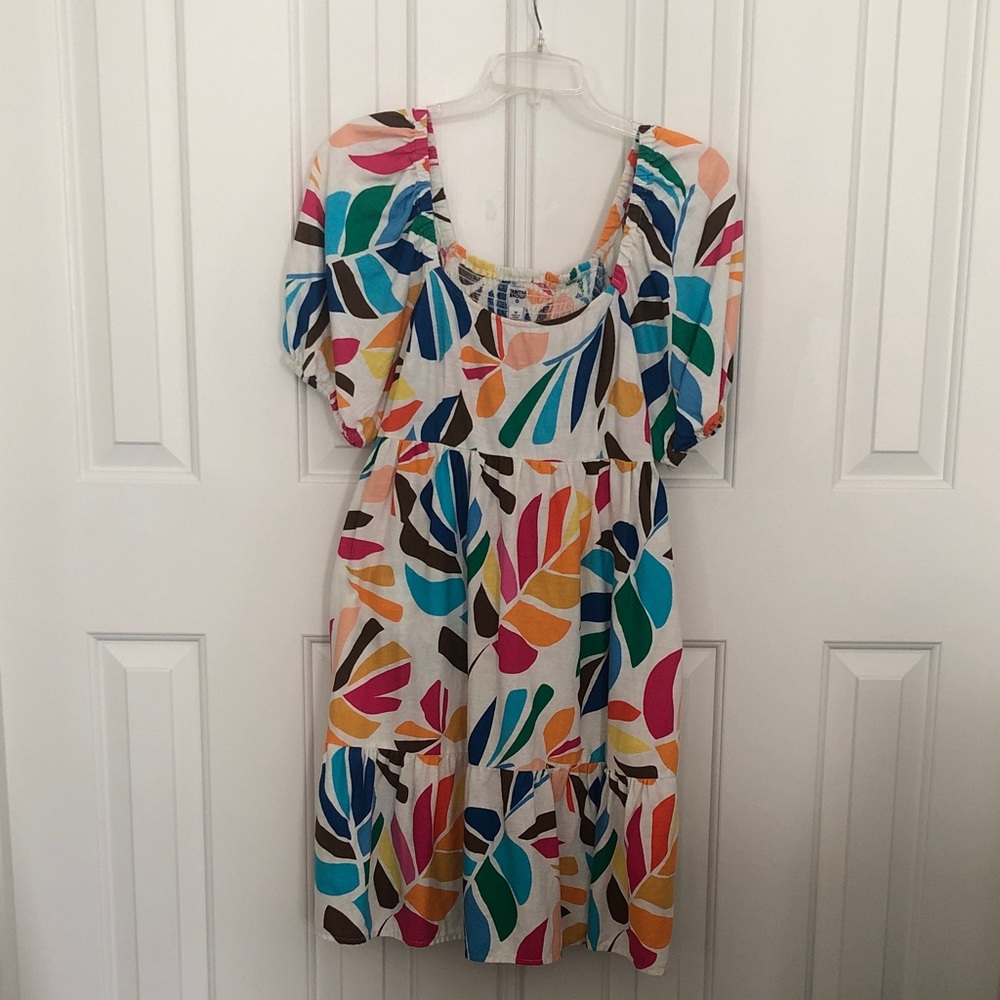 Tabitha Brown Dress with Multicolor Leaf Print